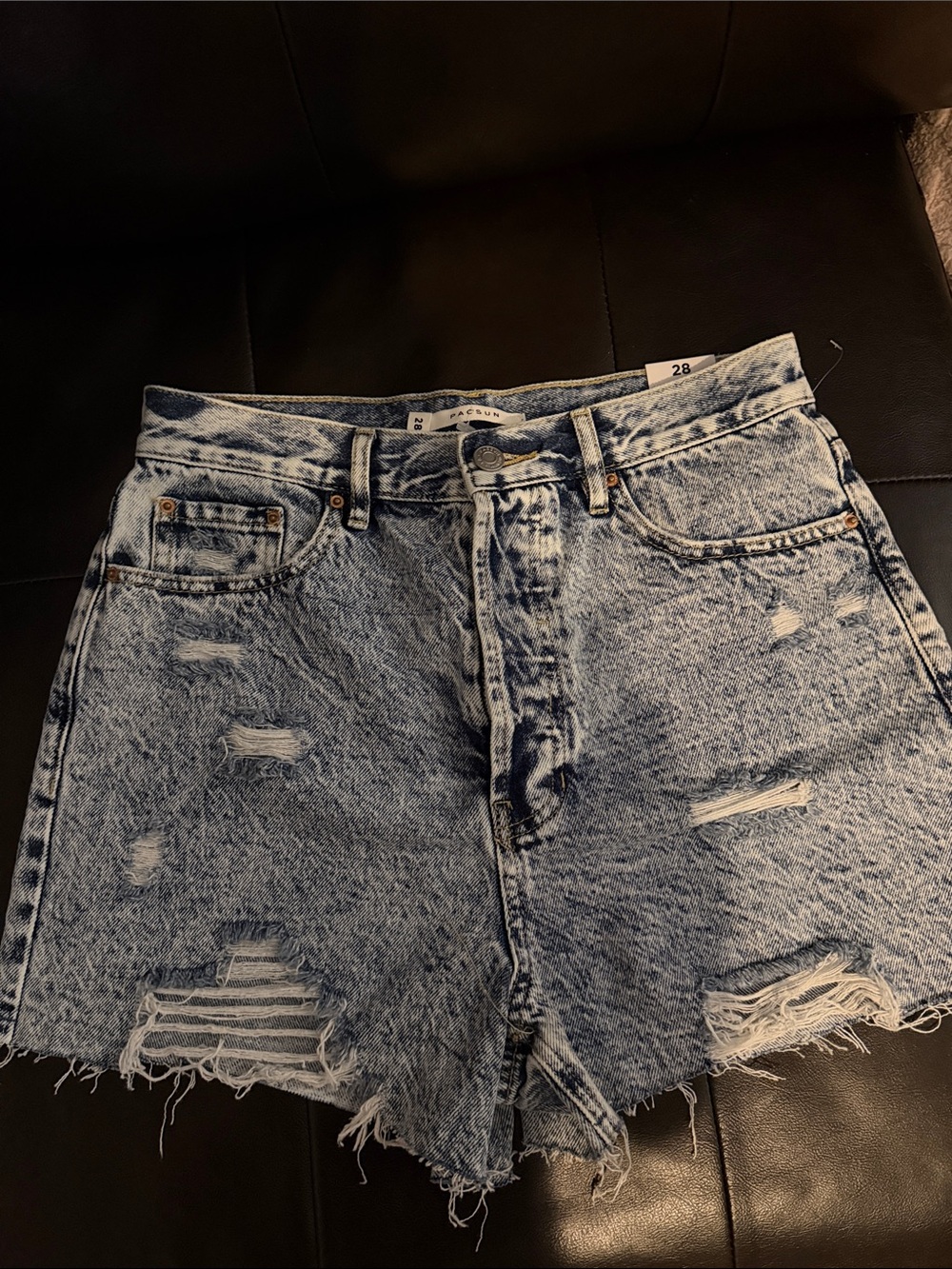 High-Rise PacSun Distressed Light Blue Denim Shorts
